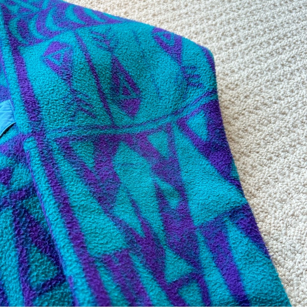 Patagonia Teal Purple Tribal Geo Synchilla Snap Fleece Pullover - Picture 9 of 14